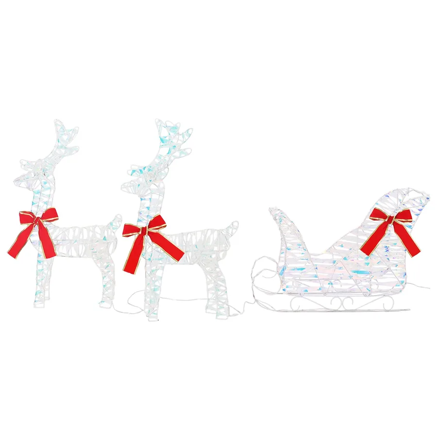 Traîneau tiré par un renne Blanc chaud 30 x 12 x 54,5 cm PET - 7