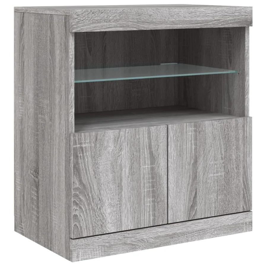 Buffet avec lumières LED sonoma gris 60x37x67 cm - 3