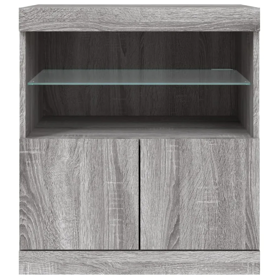 Buffet avec lumières LED sonoma gris 60x37x67 cm - 6