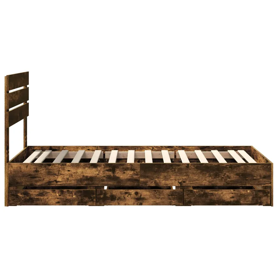 Cadre de lit avec tiroir Chêne fumé 90 x 200 cm Bois Ingénierie - 9