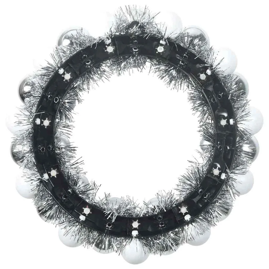 Couronnes de Boules de Noël 2 pcs Blanc et Argent - 5