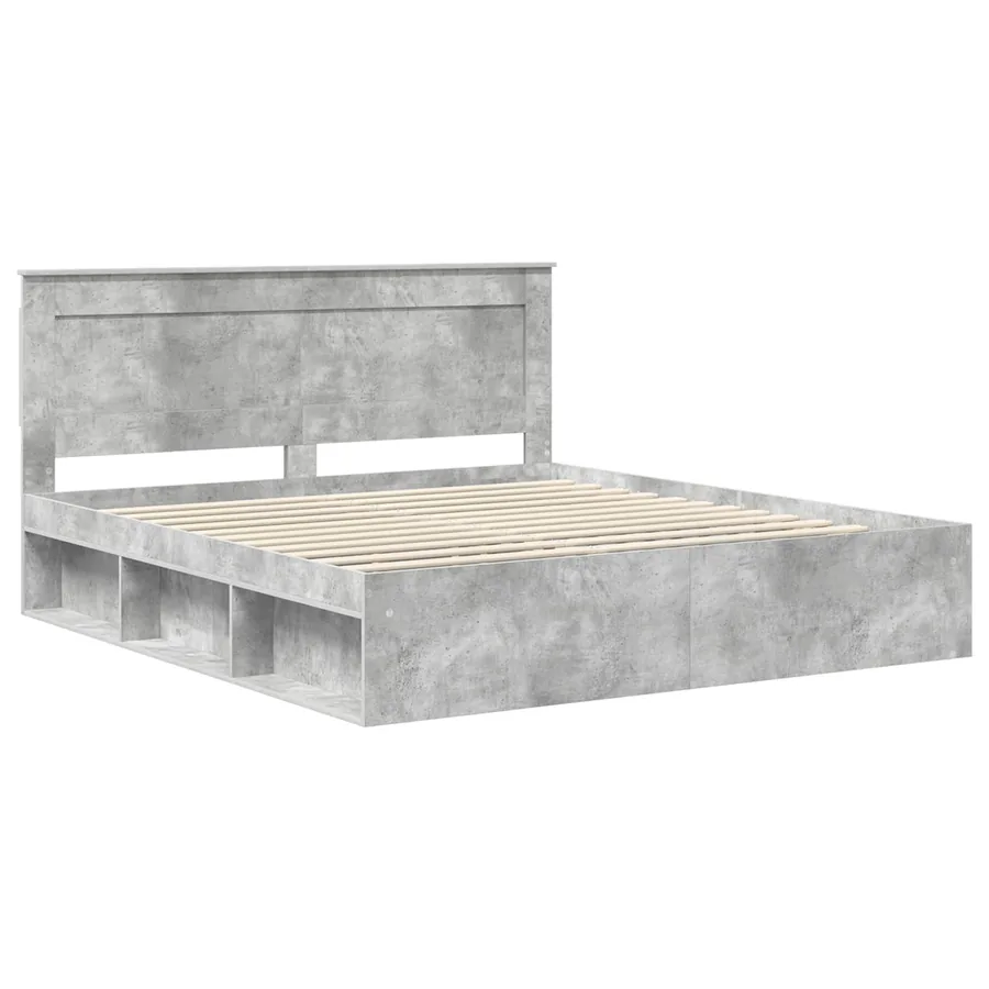 Cadre de lit avec tête de lit Béton 180 x 200 cm Pin massif - 4