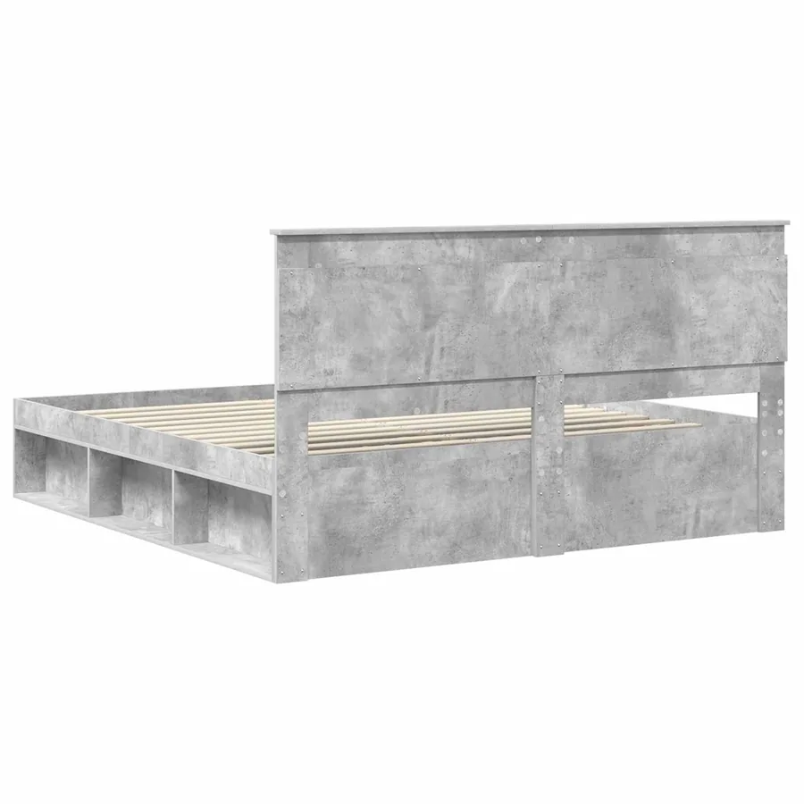 Cadre de lit avec tête de lit Béton 180 x 200 cm Pin massif - 9