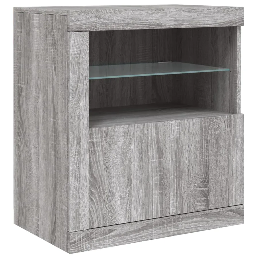Buffet avec lumières LED sonoma gris 283x37x67 cm - 10