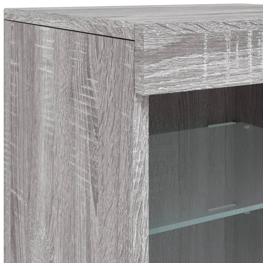 Buffet avec lumières LED sonoma gris 283x37x67 cm - 15