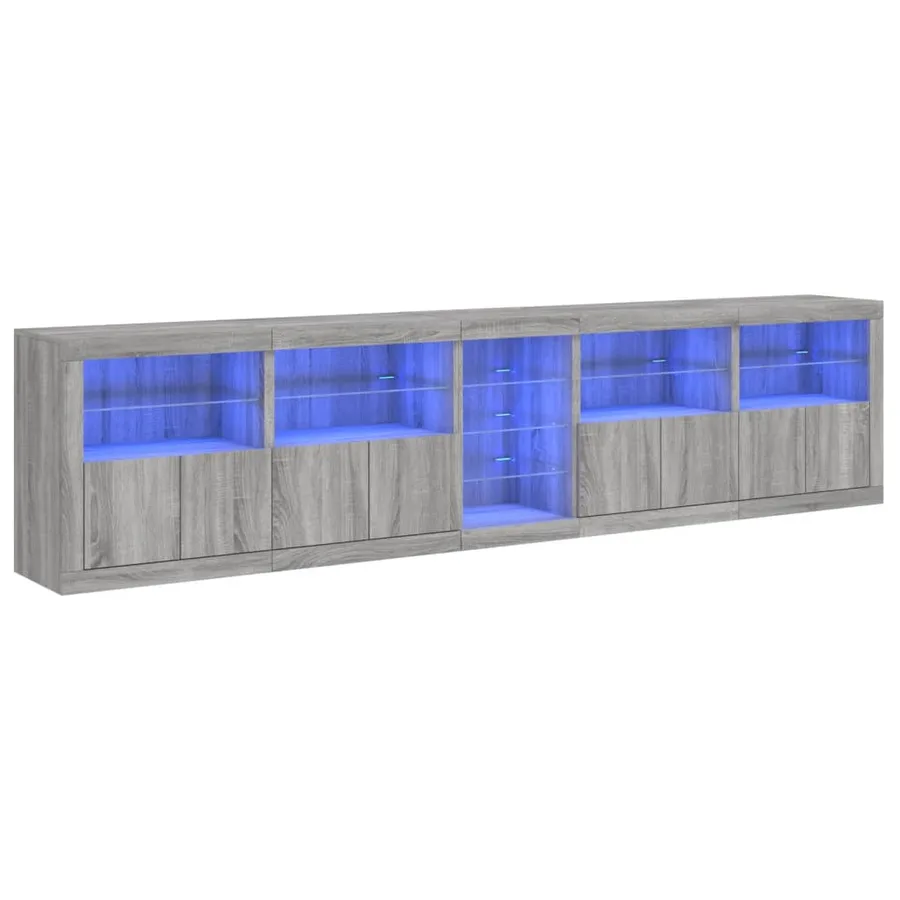 Buffet avec lumières LED sonoma gris 283x37x67 cm - 2