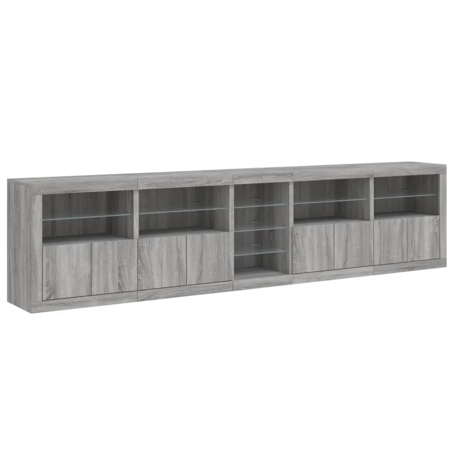 Buffet avec lumières LED sonoma gris 283x37x67 cm - 6