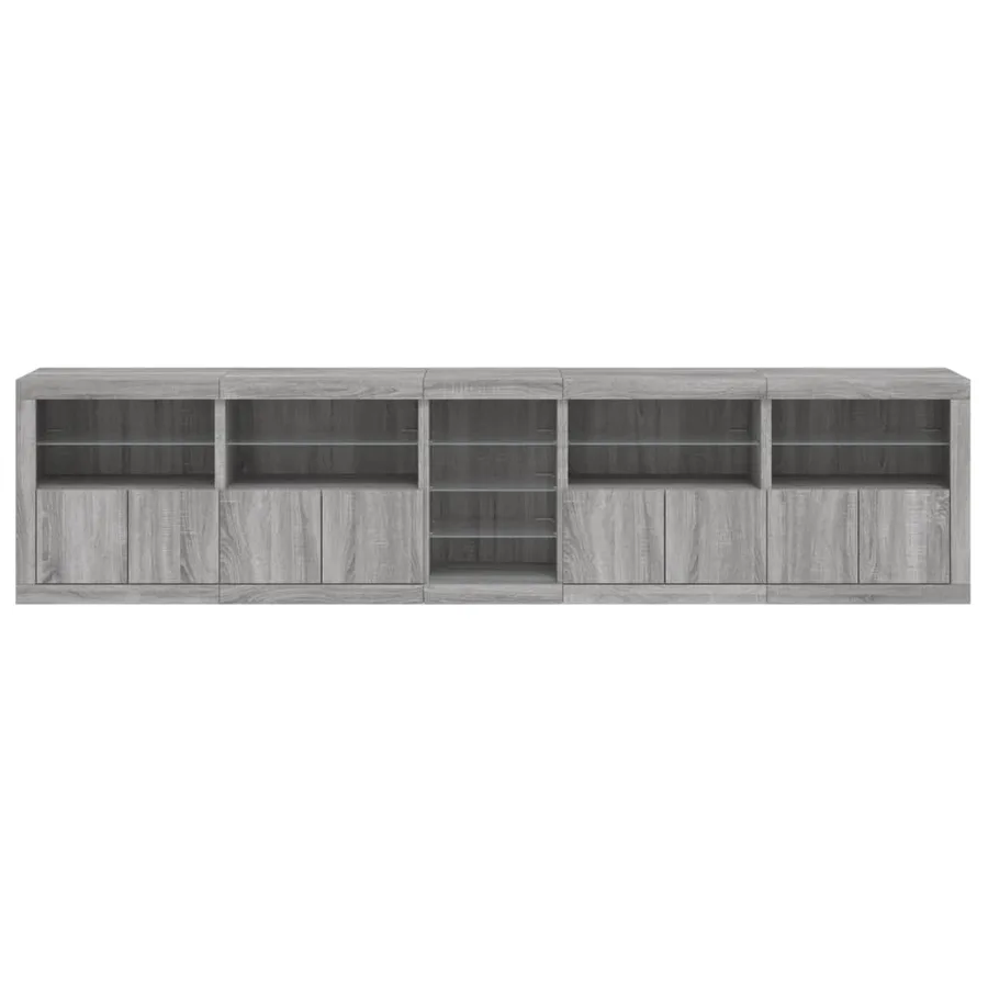 Buffet avec lumières LED sonoma gris 283x37x67 cm - 7