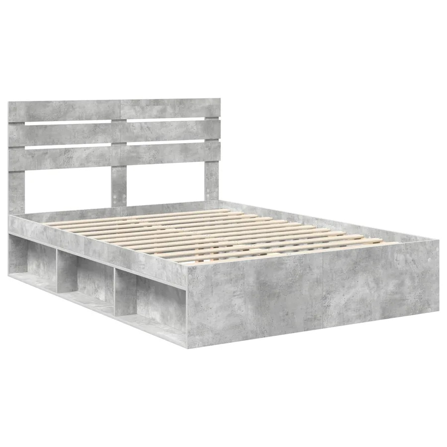 Cadre de lit Gris Béton 150 x 200 cm Pin massif - 4