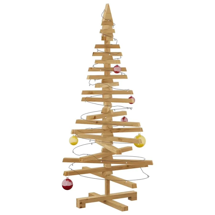 Arbre de Noël en bois Marron 120 cm Bois massif en pin - 3