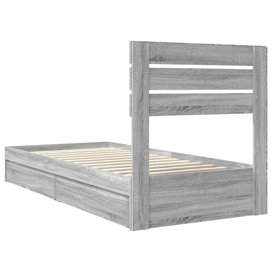 Lit de Rangement Gris Sonoma 75 x 190 cm Bois d'ingénierie - 10