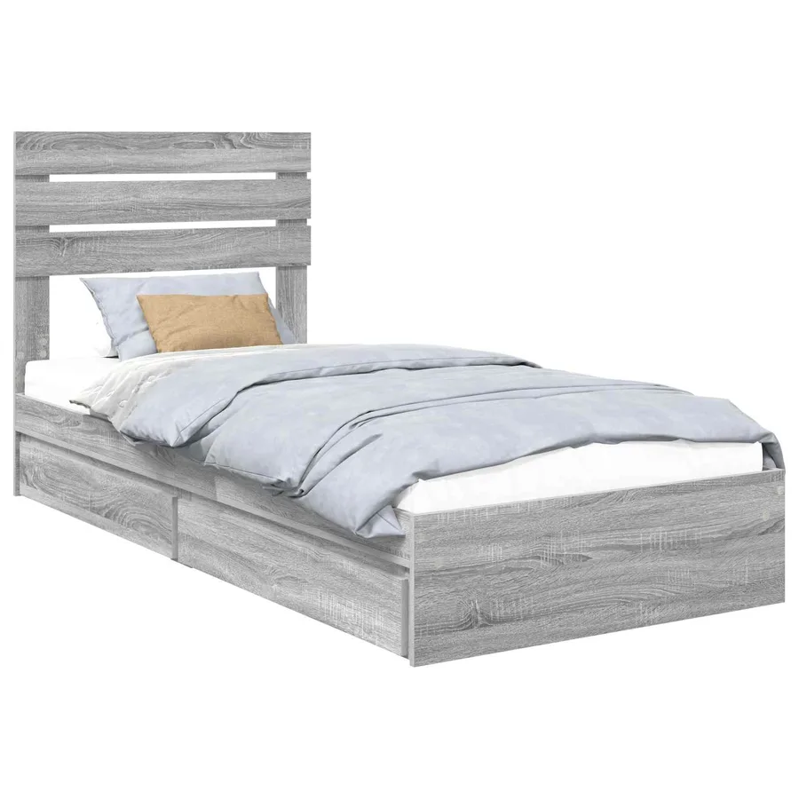 Lit de Rangement Gris Sonoma 75 x 190 cm Bois d'ingénierie - 2