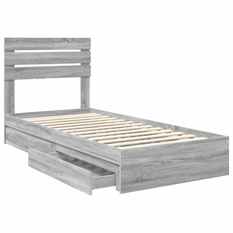 Lit de Rangement Gris Sonoma 75 x 190 cm Bois d'ingénierie - 5