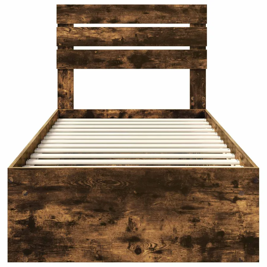 Cadre de lit avec tête de lit Chêne fumé 75 x 190 cm Pin massif - 7