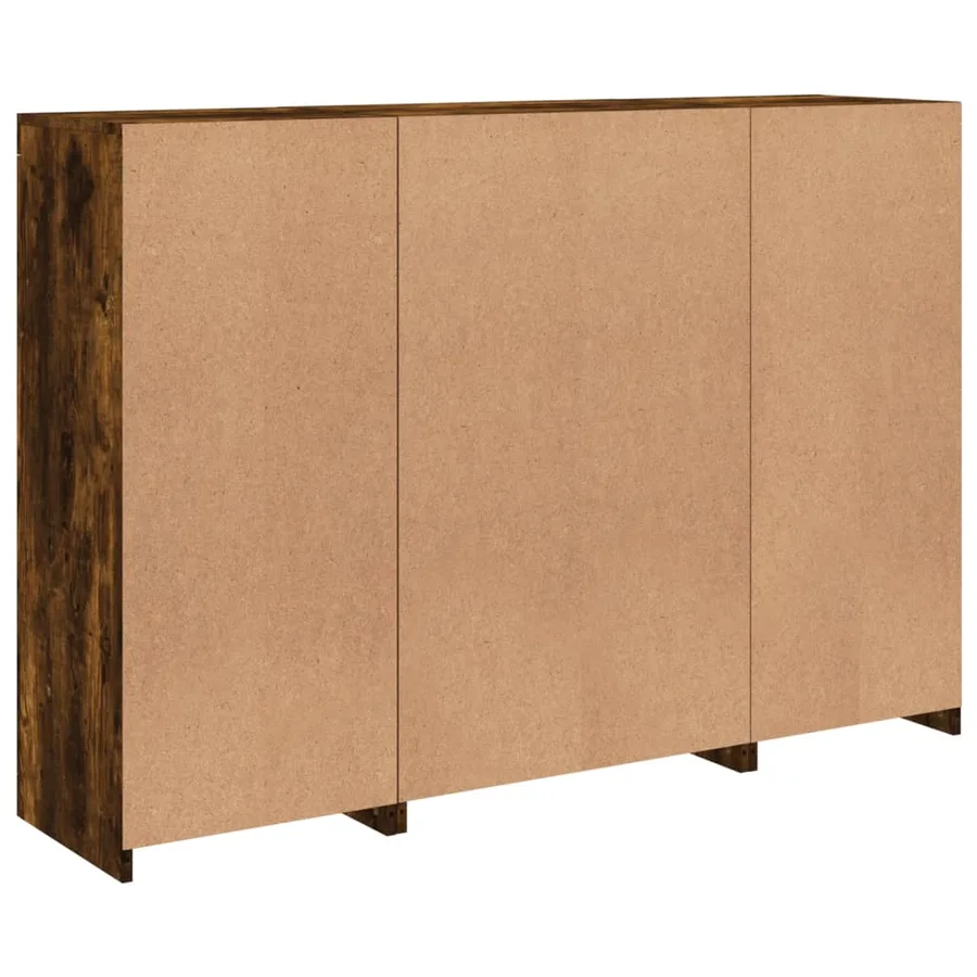 Buffets avec lumières LED 3 pcs chêne fumé bois d'ingénierie - 10