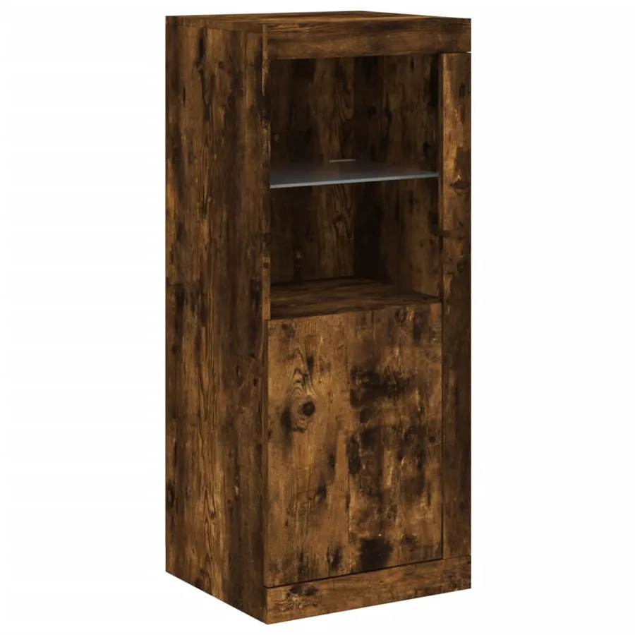 Buffets avec lumières LED 3 pcs chêne fumé bois d'ingénierie - 8