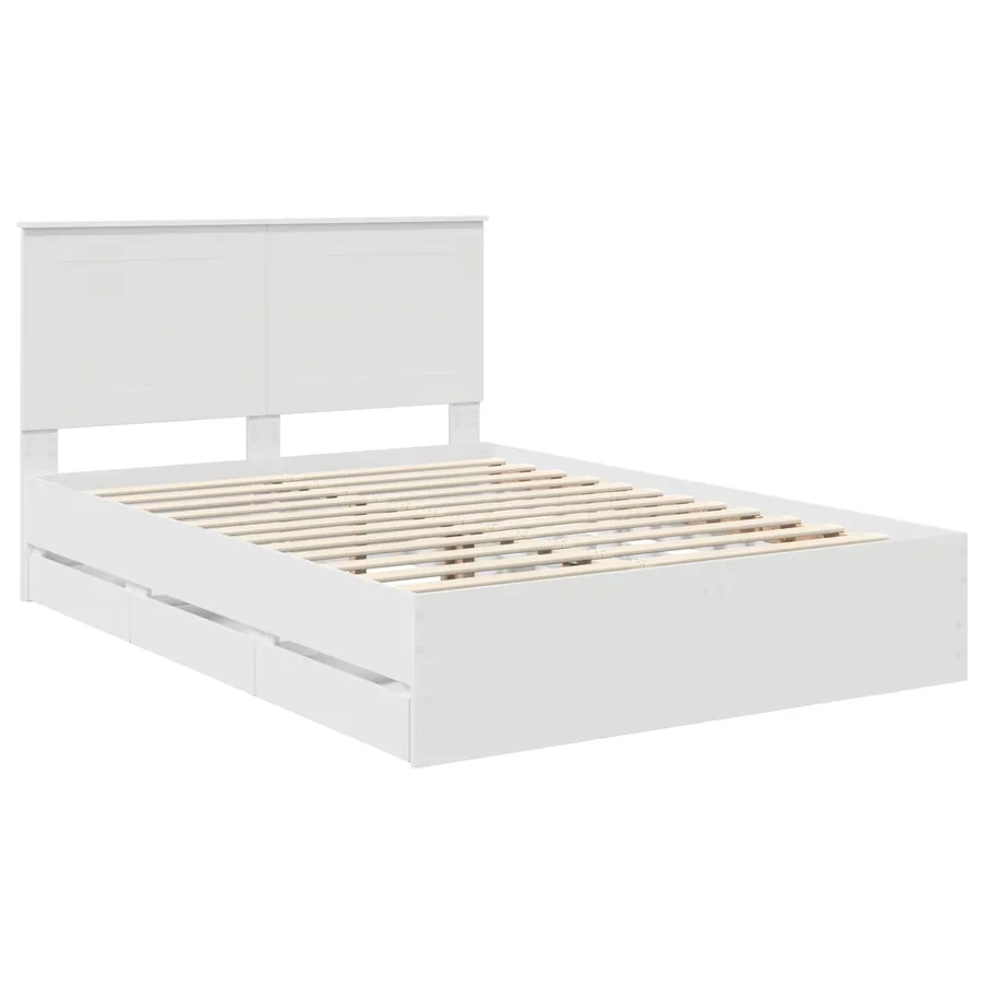 Cadre de lit avec tiroir Blanc 150 x 200 cm Bois Ingénierie - 4