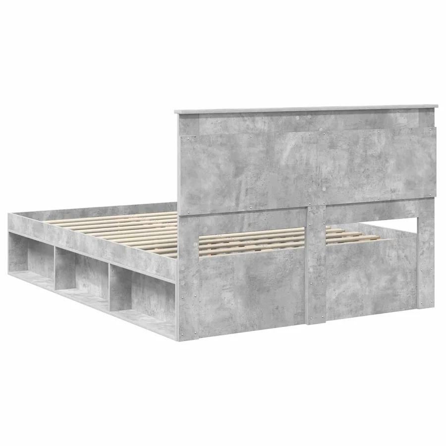 Cadre de lit avec tête de lit Béton 160 x 200 cm Pin massif - 9