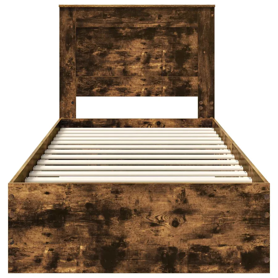 Cadre de lit Chêne Fumé et Argent 75 x 190 cm Bois d'ingénierie - 7