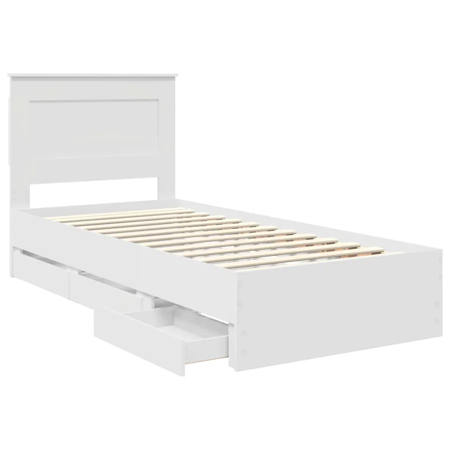 Cadre de lit avec tiroir Blanc 100 x 200 cm Bois Ingénierie - 5