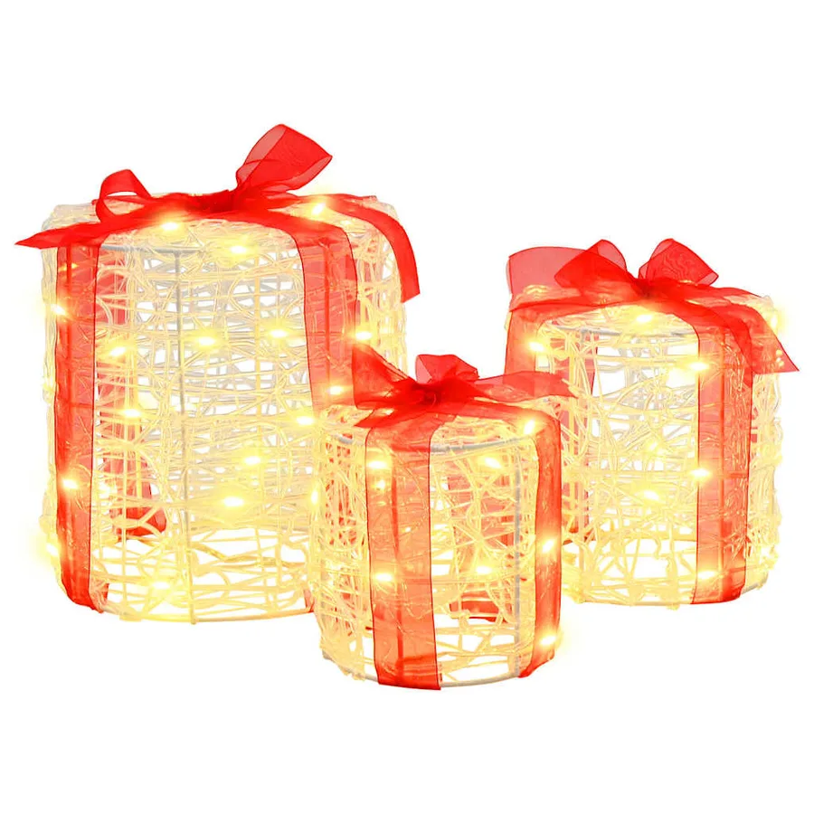 Décoration de boîte cadeau 3 pcs Blanc chaud 20 x 20 x 21 cm - 2