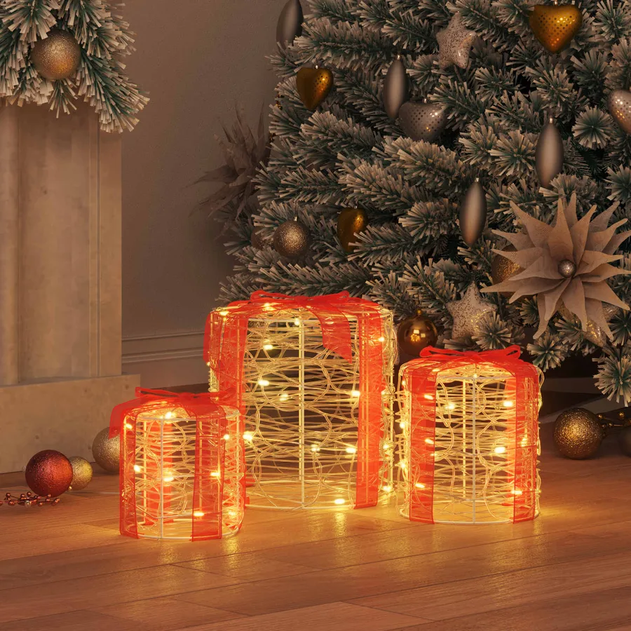 Décoration de boîte cadeau 3 pcs Blanc chaud 20 x 20 x 21 cm - 3