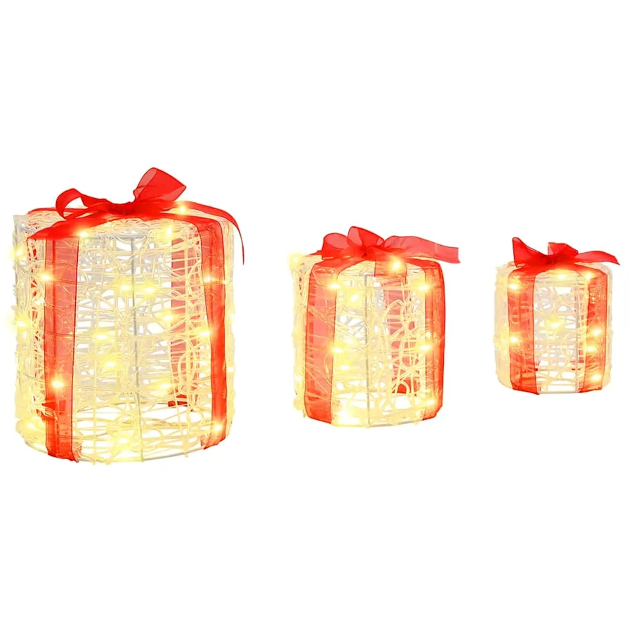 Décoration de boîte cadeau 3 pcs Blanc chaud 20 x 20 x 21 cm - 4
