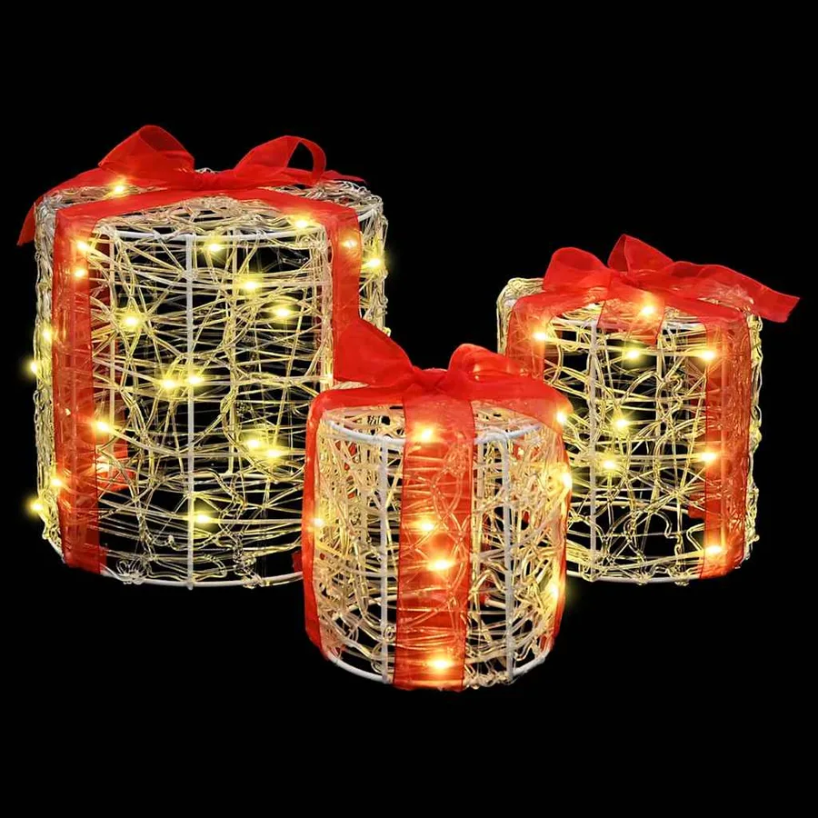 Décoration de boîte cadeau 3 pcs Blanc chaud 20 x 20 x 21 cm - 5