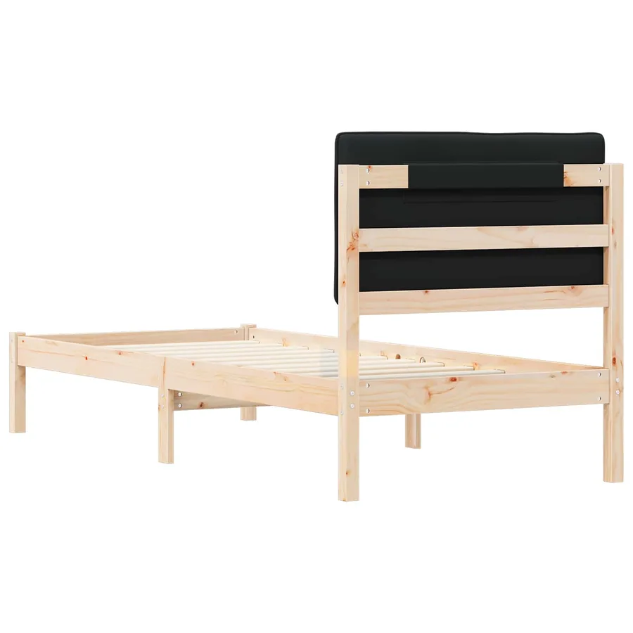 Cadre de lit avec tête de lit rembourrée Noir 75 x 190 cm - 7