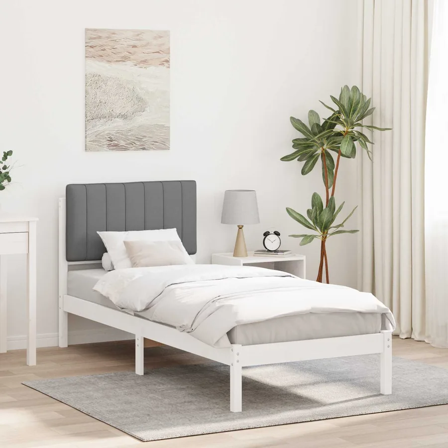 Cadre de lit avec tête de lit rembourrée Gris clair 75 x 190 cm