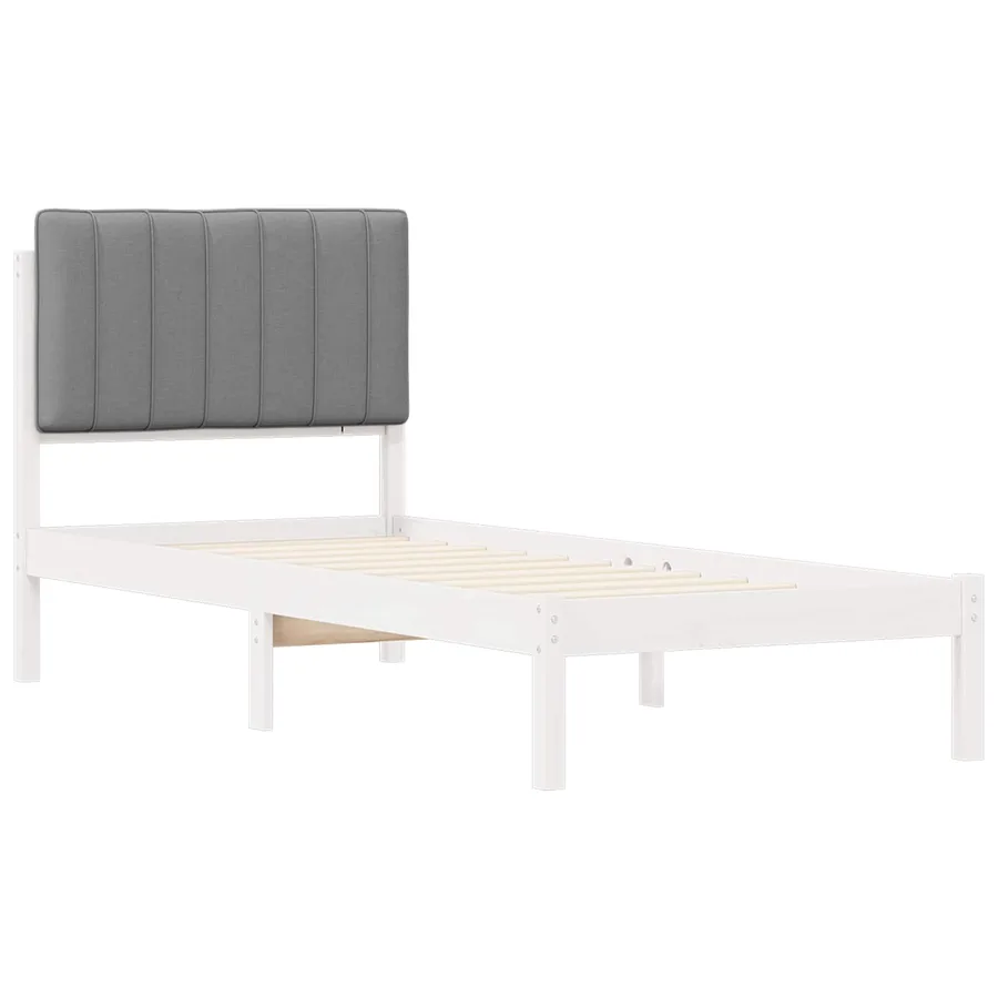 Cadre de lit avec tête de lit rembourrée Gris clair 75 x 190 cm - 4