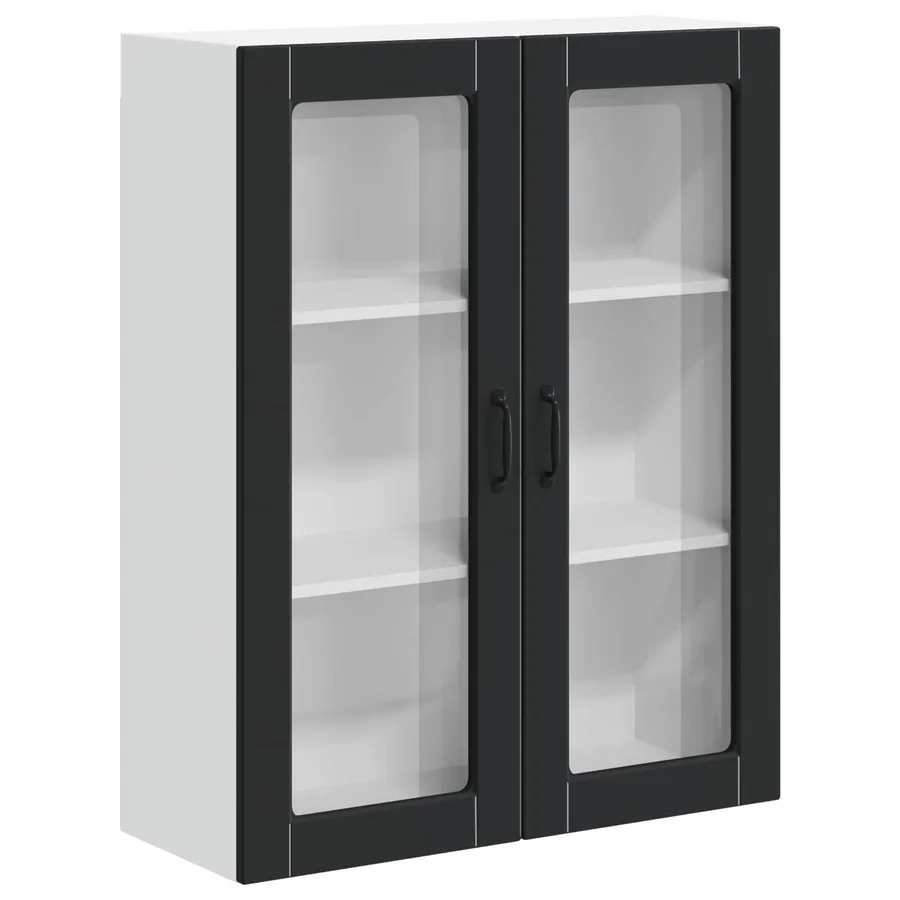 Cabinet en verre mural LUCCA Noir 80 x 31 x 100 cm - 2