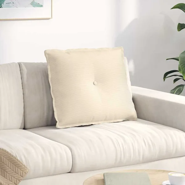 Coussin de Dos Crème 60 x 50 cm Tissu en velours côtelé