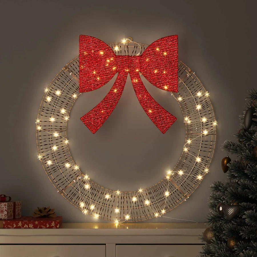 Couronne avec 60 LED Blanc chaud 76 x 76 x 8 cm PET