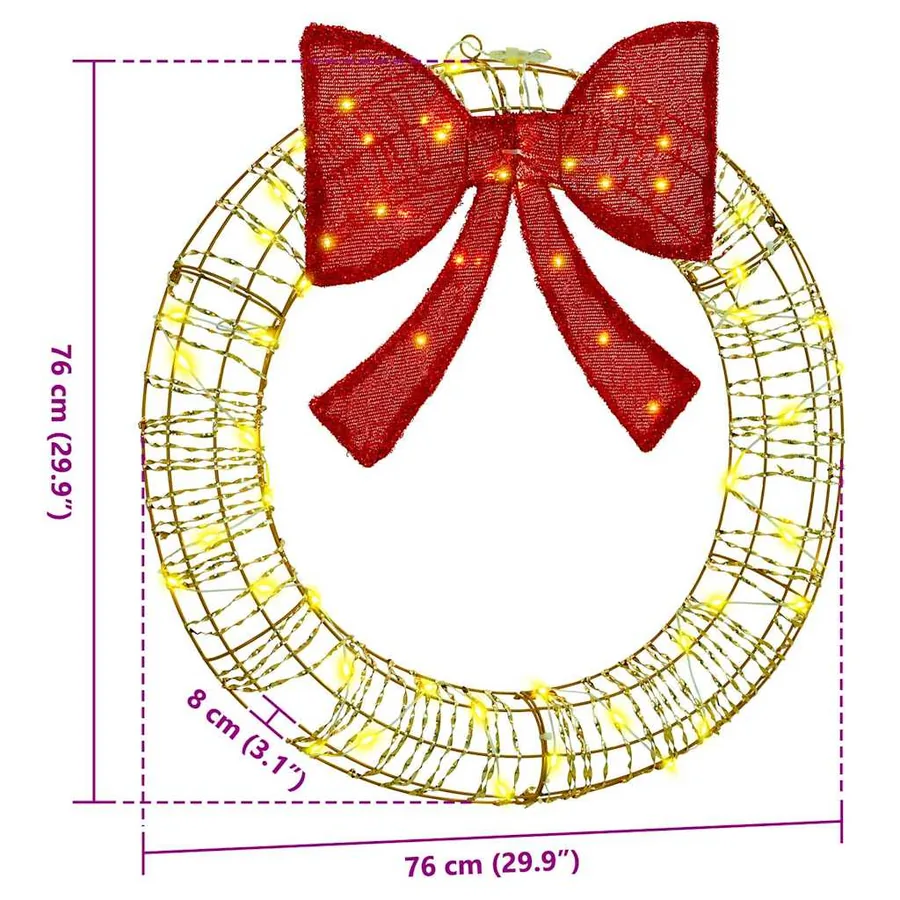 Couronne avec 60 LED Blanc chaud 76 x 76 x 8 cm PET - 10
