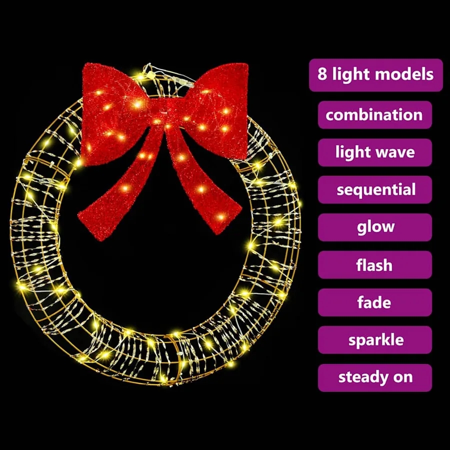 Couronne avec 60 LED Blanc chaud 76 x 76 x 8 cm PET - 9