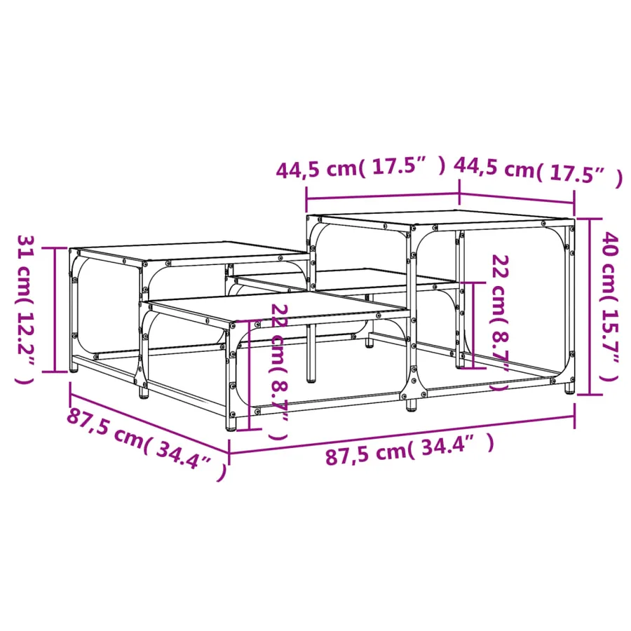 Table basse chêne sonoma 87,5x87,5x40 cm bois d'ingénierie - 9