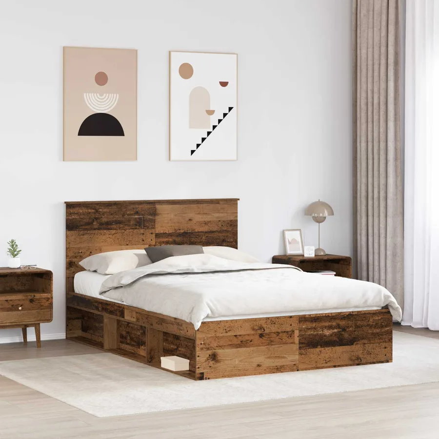 Cadre de lit Bois ancien 150 x 200 cm Bois de pin massif - 3