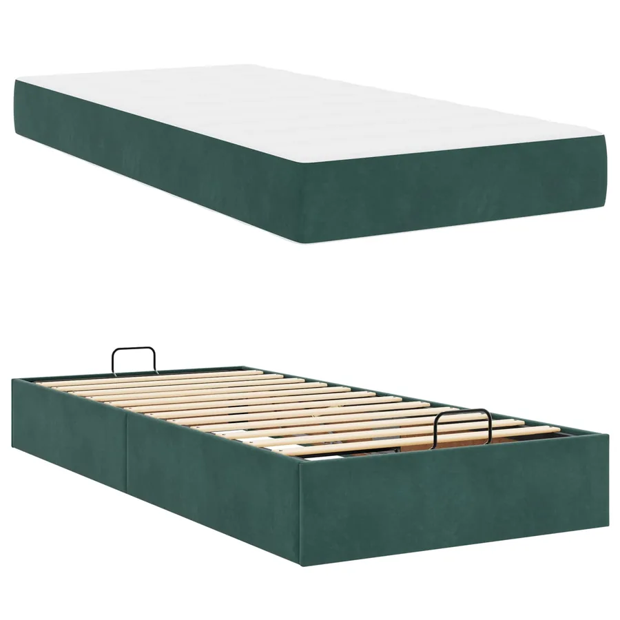 Cadre de lit avec matelas 2 pcs Vert Velours - 5