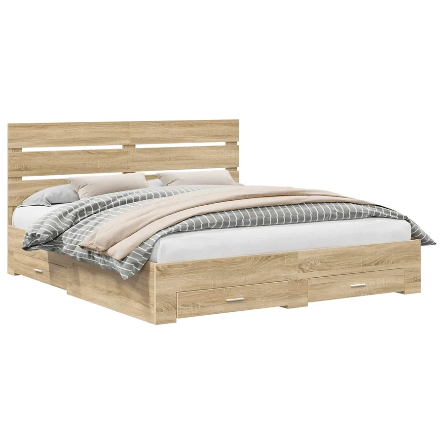 Cadre de lit Chêne Sonoma 200 x 200 cm Bois d'ingénierie - 2