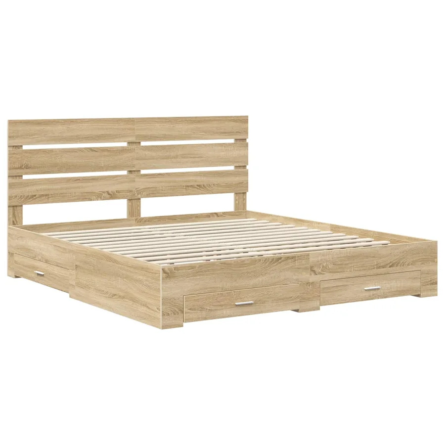 Cadre de lit Chêne Sonoma 200 x 200 cm Bois d'ingénierie - 4