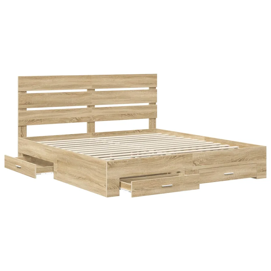 Cadre de lit Chêne Sonoma 200 x 200 cm Bois d'ingénierie - 5