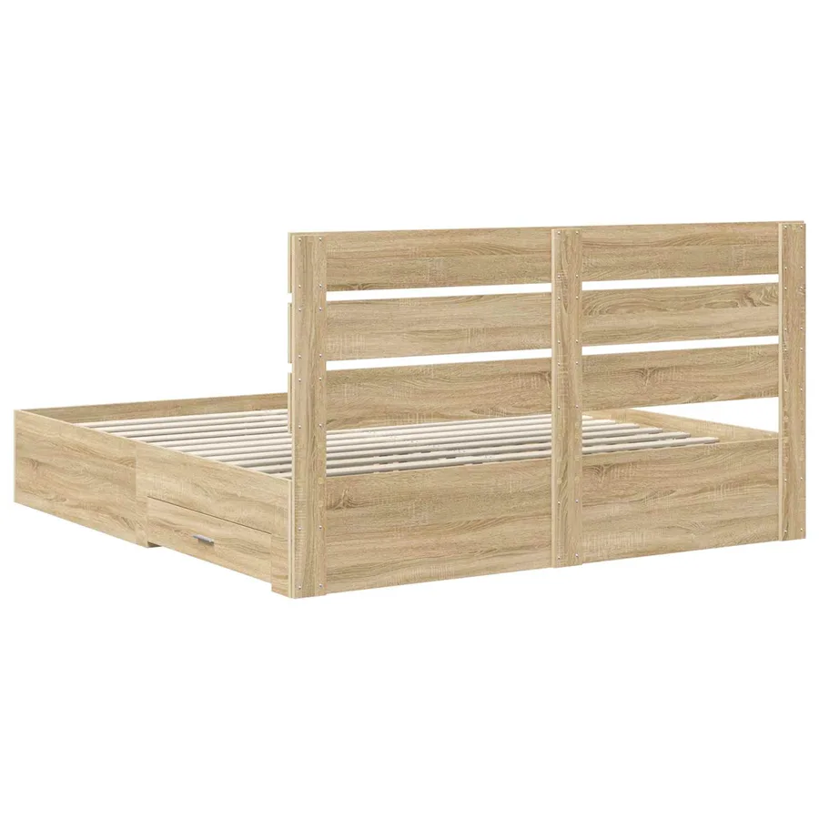 Cadre de lit Chêne Sonoma 200 x 200 cm Bois d'ingénierie - 8