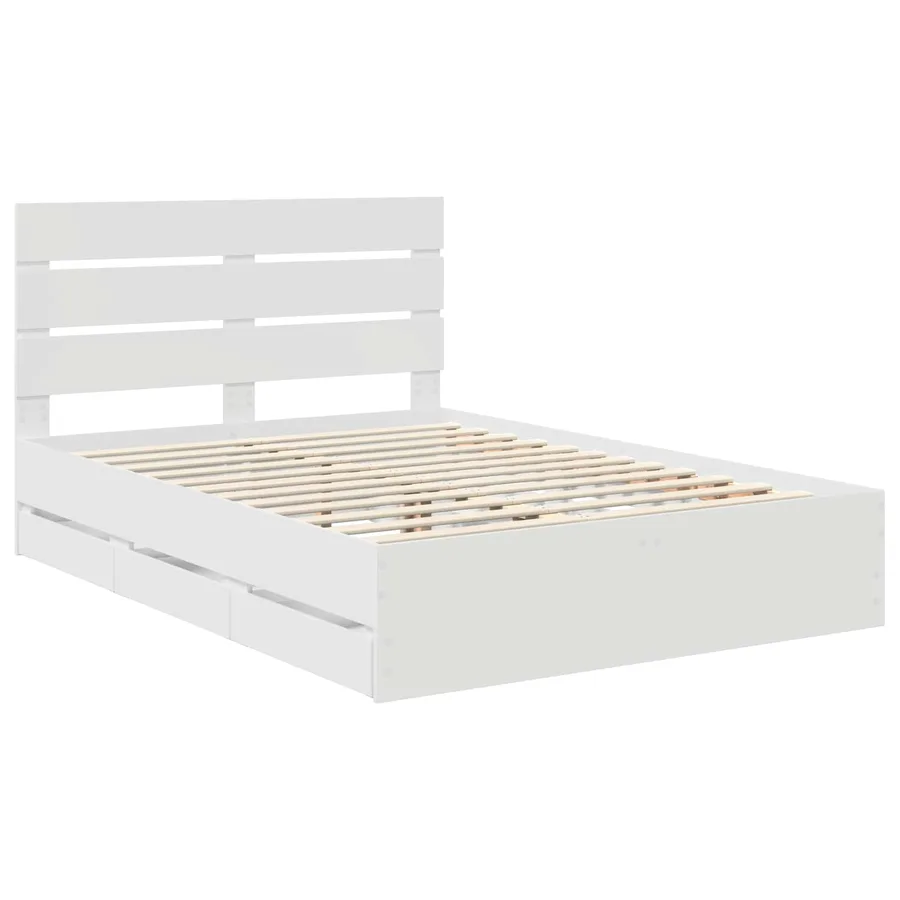 Cadre de lit avec tiroir Blanc 150 x 200 cm Bois Ingénierie - 4