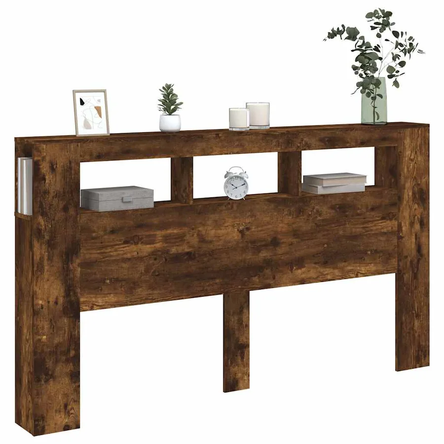 Tête de lit à LED chêne fumé 180x18,5x103,5cm bois d'ingénierie - 12