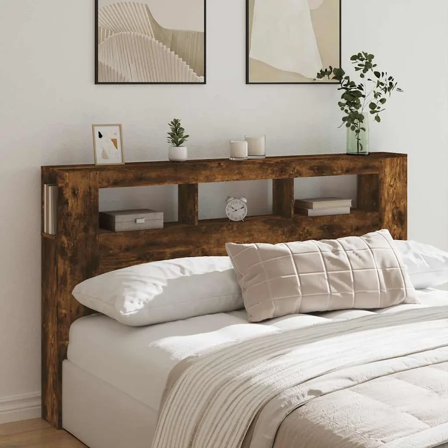 Tête de lit à LED chêne fumé 180x18,5x103,5cm bois d'ingénierie - 3