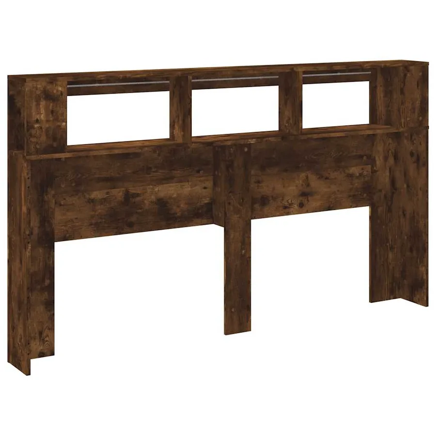 Tête de lit à LED chêne fumé 180x18,5x103,5cm bois d'ingénierie - 6