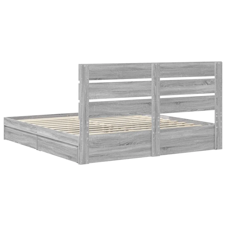 Lit de Rangement Gris Sonoma 200 x 200 cm Bois d'ingénierie - 10
