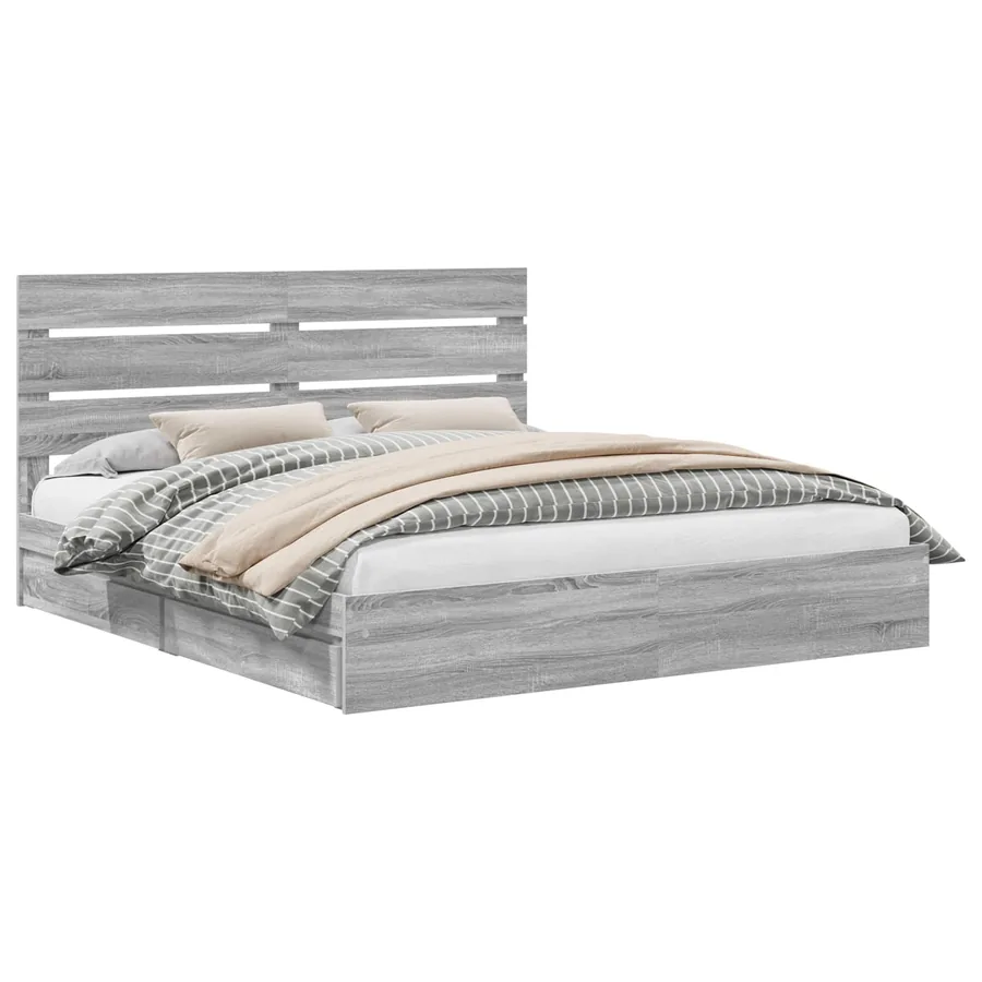 Lit de Rangement Gris Sonoma 200 x 200 cm Bois d'ingénierie - 2