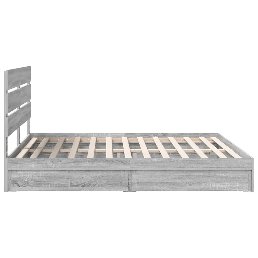 Lit de Rangement Gris Sonoma 200 x 200 cm Bois d'ingénierie - 9